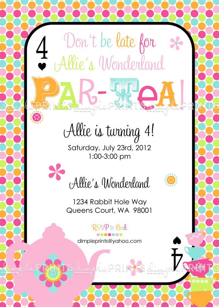 Tea Party Birthday Invitation Wording â Podpedia Invitation